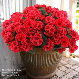 6 Pcs Artificial Geranium Flowers for Outdoors Geranium Silk Red Flower Outdoor UV Resistant Garden Plants Faux Flowers for Christmas Home Kitchen Table Centerpieces Decor, Artificial Flowers