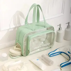Waterproof PVC fashion transparent zipper separated gym bag, beach bag, travel bag, sports bag, large capacity, transparent gauze, multi-layer independence, suitable for swimming fitness, seaside vacation, hot spring travel, multi-scene application