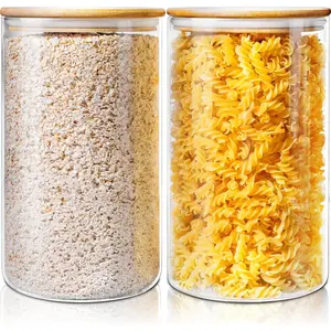 Glass Flour and Sugar Storage Containers with Airtight ,132 floz x2 [Set of 2] Big Glass Jars with  , Air Tight  Storage Jars for Cereal, Pasta, Rice, Coffee