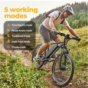 AOVOPRO& ladped  Mountain E-Bike, 350W Motor, 26-inch Inflatable Tires, Speed: 22 mph, Pedal Assist Range: 20-70 miles, Front and Rear Disc Brakes, 48V 13.5Ah Lithium-ion Battery.