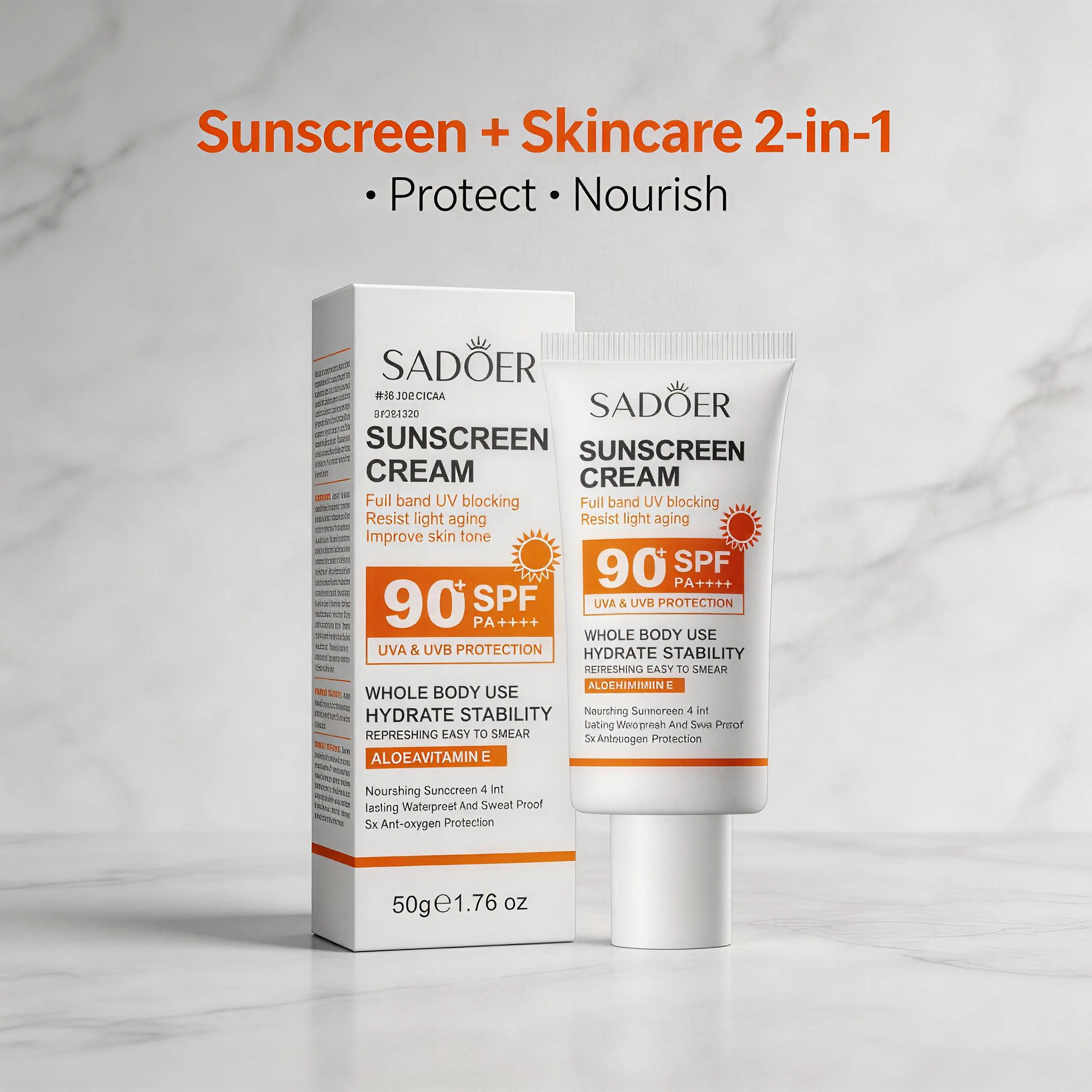 SADOER 2-in-1 SPF90+ Sunscreen | Aloe Vera + Vitamin E Nourishing | Anti-aging UV Protection SADOER 2-in-1 SPF90+ Sunscreen | Aloe Vera + Vitamin E Nourishing | Anti-aging UV Protection