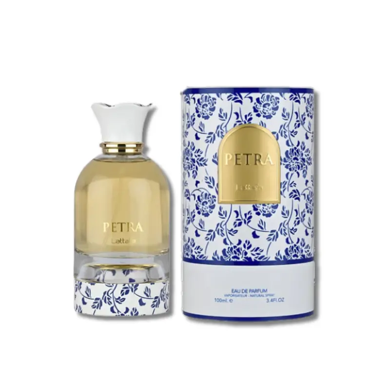 Lattafa Petra Eau De Parfum 3.4FL.OZ For Women Regular Edition Classic Scent with Plum Rum Tuberose Notes Liquid Fragrance Floral Perfume