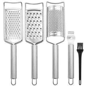 5Pcs Stainless Steel Cheese Grater Set, Kitchen Grater & Peeler & Slicer, Lemon Zester with Cleaning Brush for Vegetable, Fruit, Chocolate - Home Improvement.