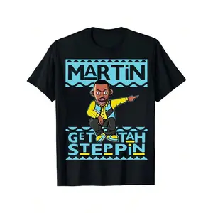 Classic Comic Style Cartoon Print Men's Cotton Short-Sleeved T-Shirt 180gsm Streetwear Casual