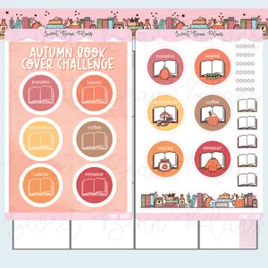 Autumn Book Cover Challenge Vinyl Planner Sticker | Fnc 1230-31