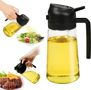 2-in-1 Oil Sprayer and Dispenser, 16oz / 470mL Glass Olive Oil Bottle for Cooking, Grilling, and Salad Dressing – BPA-Free, Easy-Pour, Anti-Clog Nozzle Kitchen Utensils