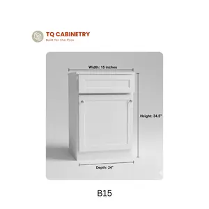 TQ CABINETRY B15 — 1 Door 1 Drawer Base Cabinet Professional-Grade 15x34.5x24 Inches Compact Storage for Contractors