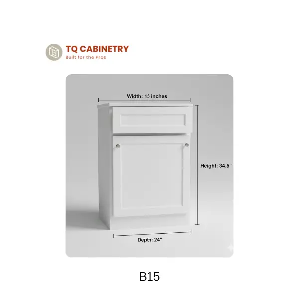 TQ CABINETRY B15 — 1 Door 1 Drawer Base Cabinet Professional-Grade 15x34.5x24 Inches Compact Storage for Contractors