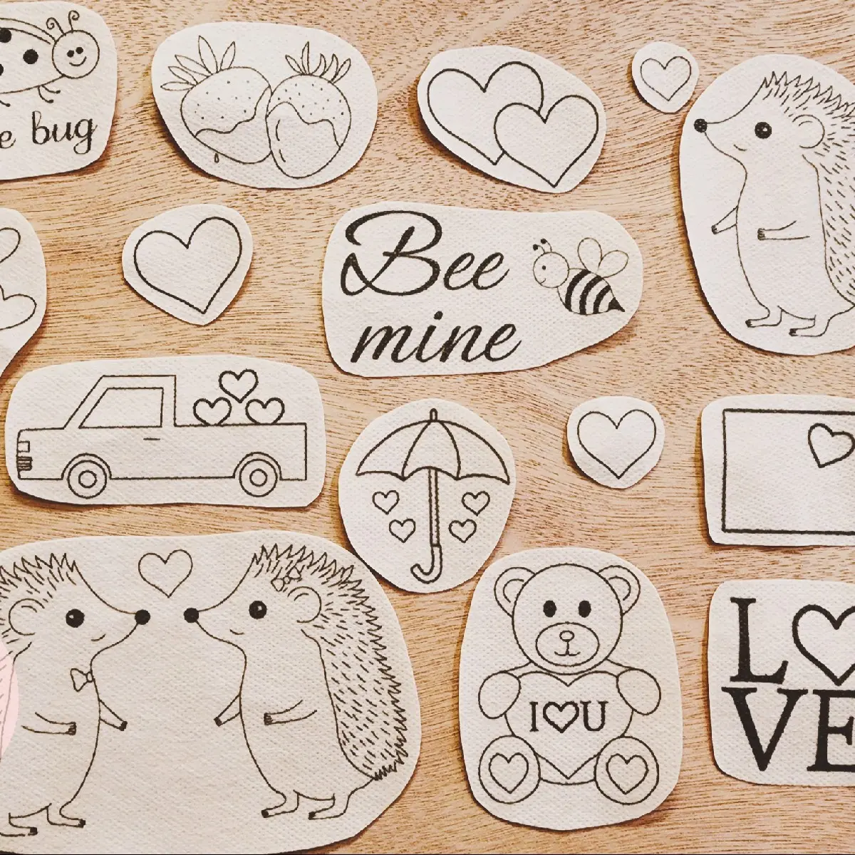Valentines  stick and stitch embroidery patterns  bear hearts hedgehog embroidery designs