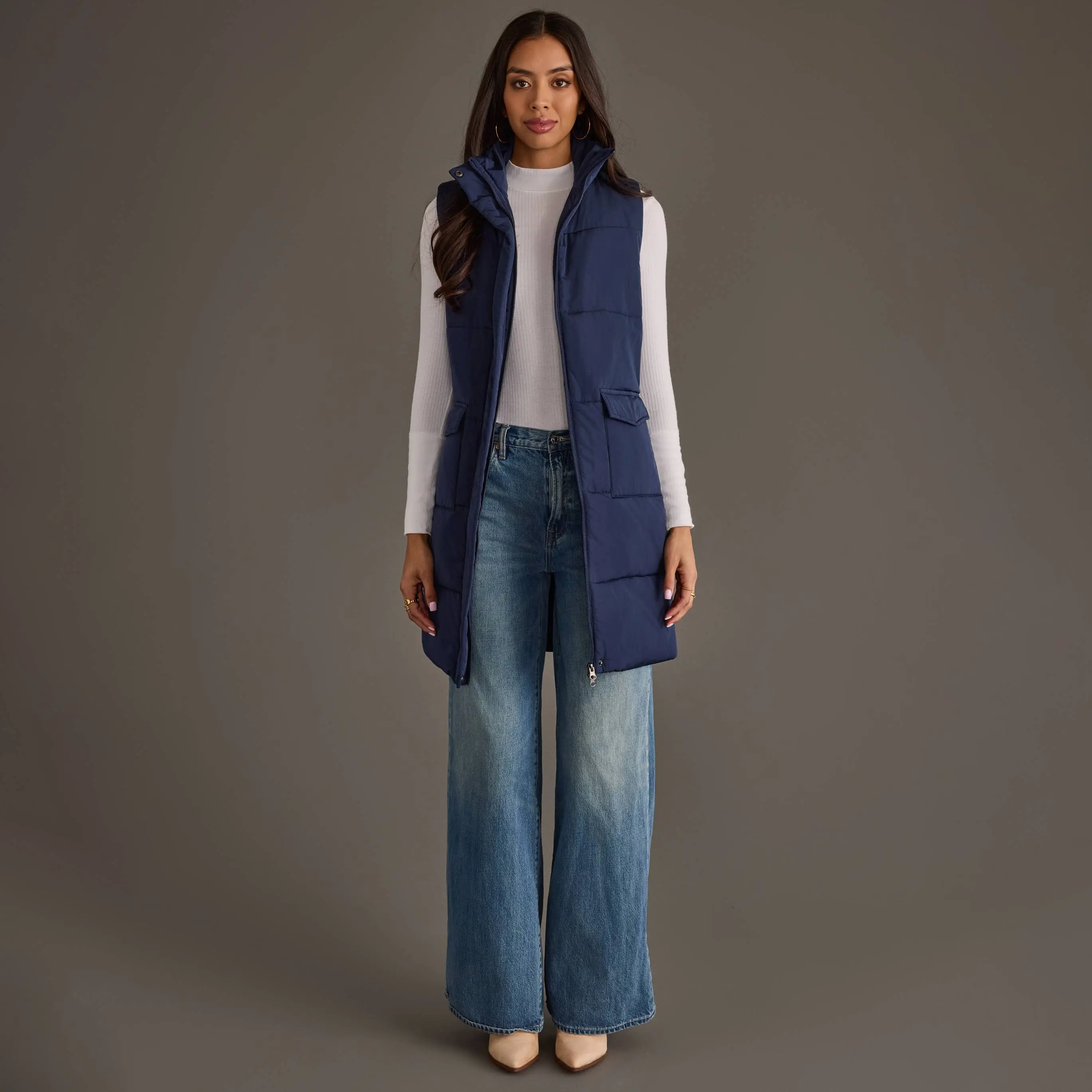 Panache Long Vest | Navy