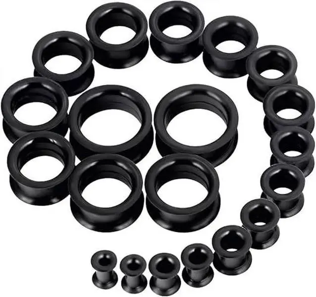 Unisex 20pcs Lightweight Flexible Silicone Ear Gauges - Double Flared Plugs & Tunnels, Sports & Outdoor Camping Ear Plugs, Ideal Gift for Men & Women