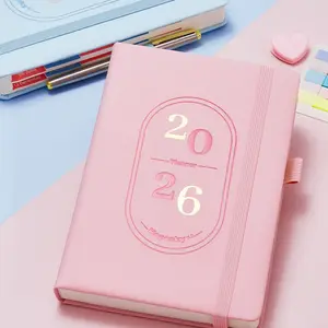 2026 Planning Organizer Calendar Planner Notebook, A5 PU Soft-Touch Leather 80 GSM Acid-Free Paper 206 Sheets/412 Pages, Daily, Weekly and Monthly Display, English/Spanish Options, Home Journals and School Office Stationery Supplies