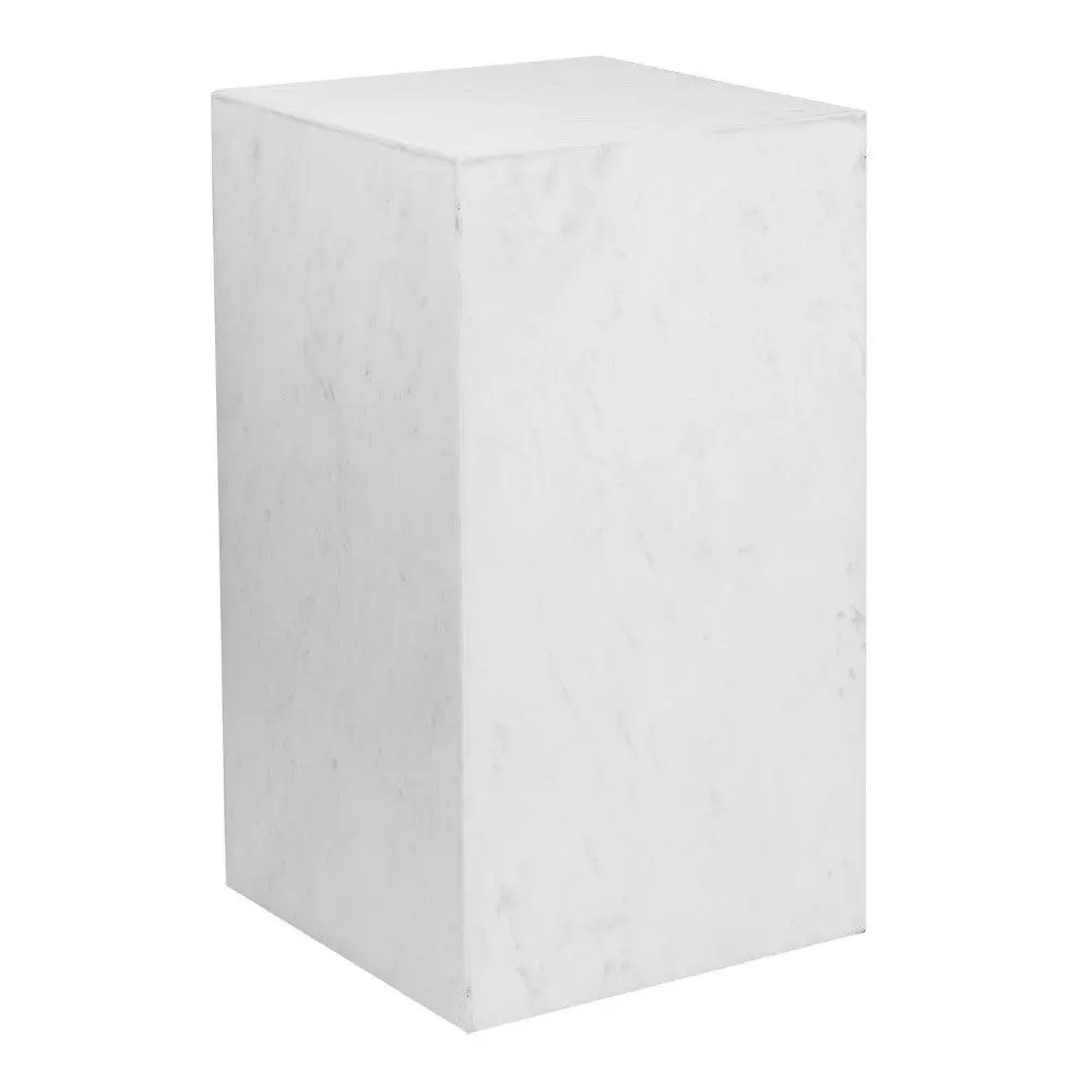 Felix 18" Contemporary Solid Natural Marble Handmade Square Plinth Block Pedestal End Table