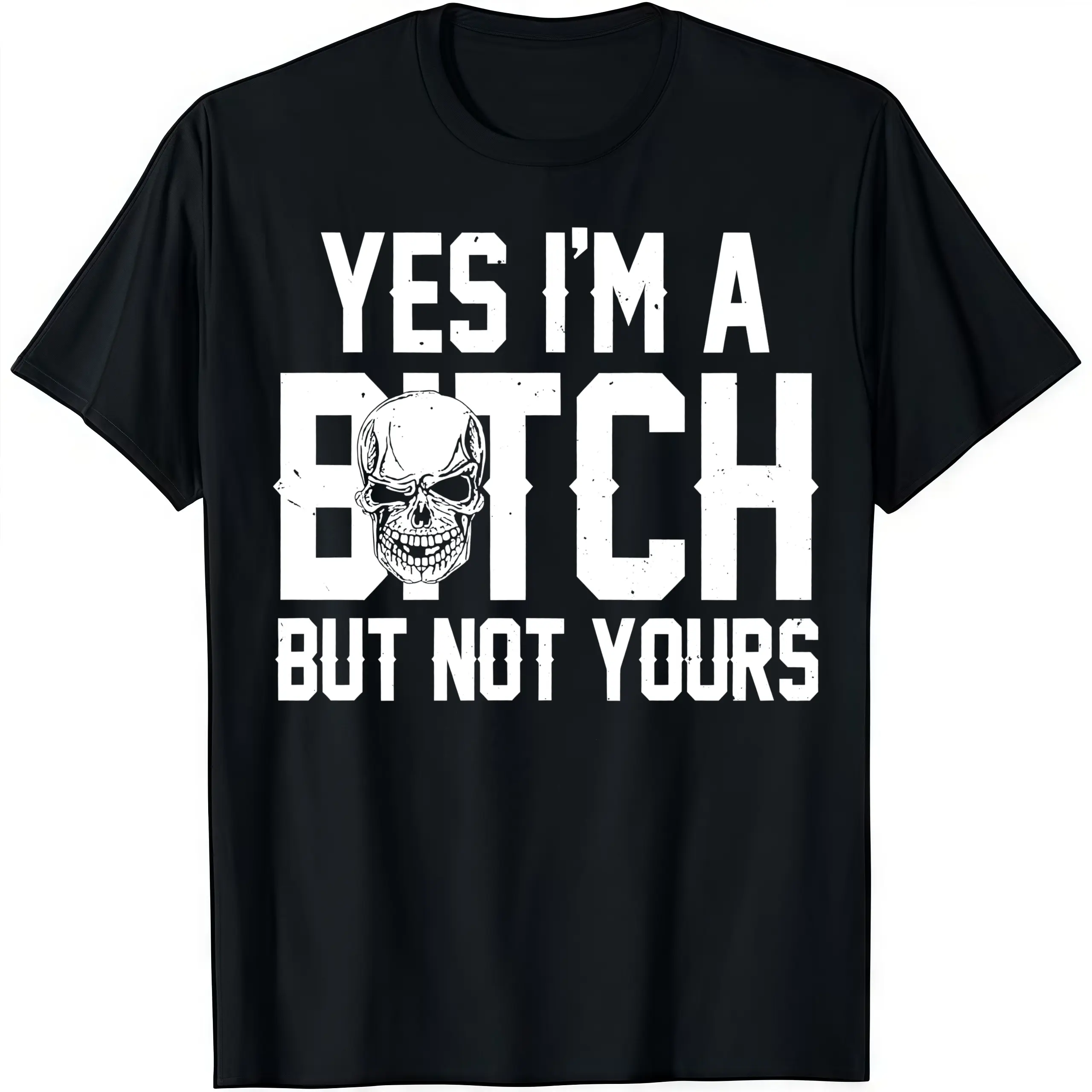 "Yes I'm a B*tch But Not Yours" Print Men Oversized T Shirts Vintage Tee Loose Fit Short Sleeve Casual Streetwear Baggy Washed Unisex Tops