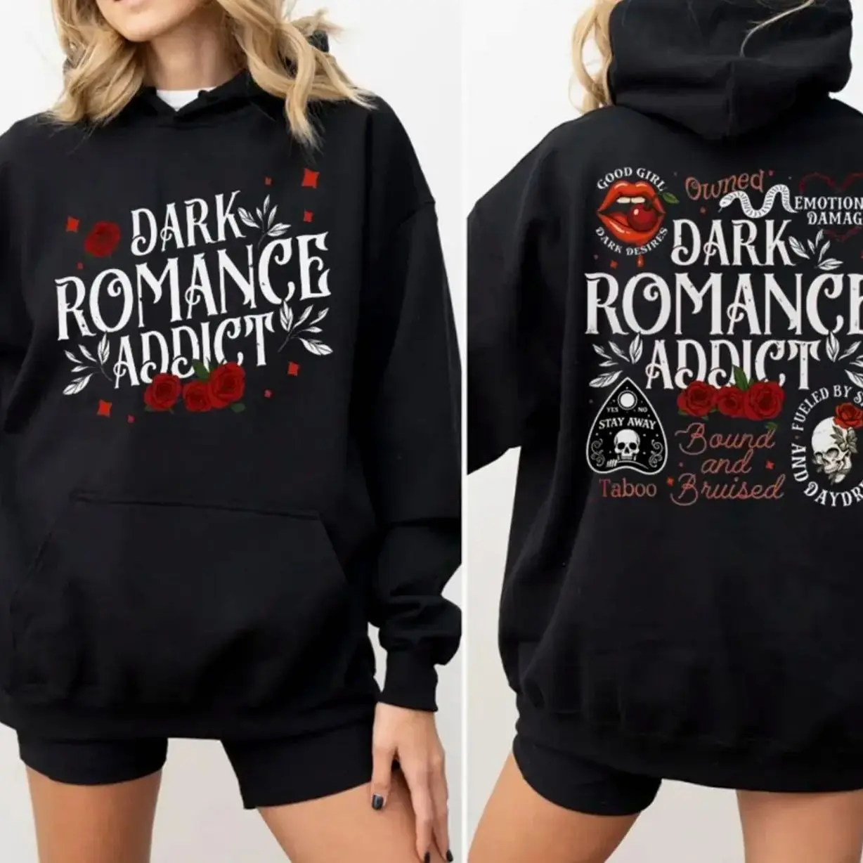 Dark Romance Addict Hoodie, Spicy Reader Sweatshirt, Dark Academia Bookish Gift, Morally Grey Unisex Pullover
