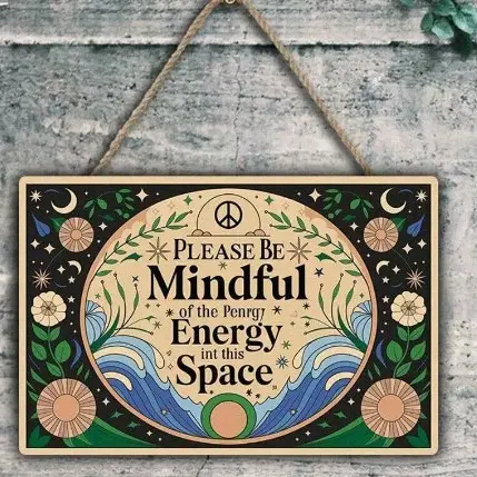 Wooden signboard with the word "mindful"