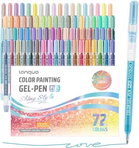 Glitter Gel Pens, 72 Pack Colored Pens for Black Paper & White Paper, 1.0mm Point Pens, Large Capacity Ink Pens for Coloring, Writing, Drawing, Journaling, Note Taking, School, Office, Home