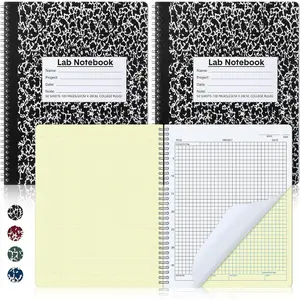 2 Pack Carbonless Lab Notebook Carbon Copy 8.5'' x 11'' 50 Sets of Pages 100 Pages Total Laboratory Engineering Chemistry Computation Notebook Science Grid Coil Binding(Black and White)