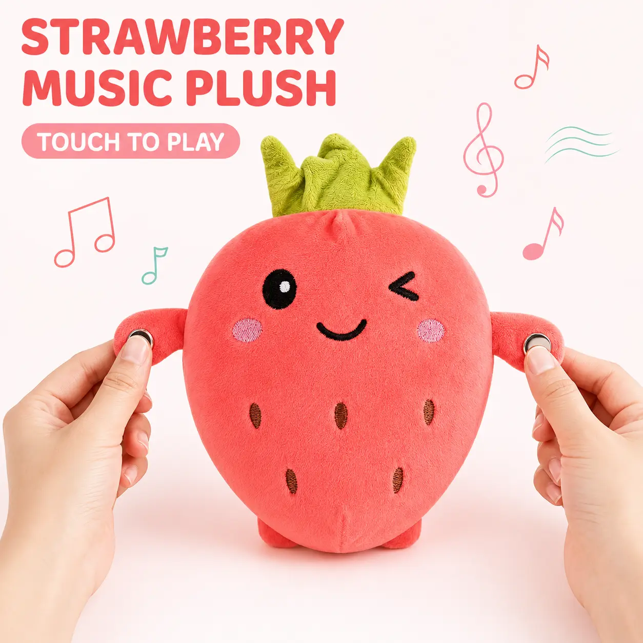 Strawberry Interactive Music Plush Toy Set, Strawberry Electric Plush Toy, Parent-Child Interaction, Couple/Friend Prank Toy, Valentine's Day/Easter Party Fun Gift, Children's and Adult Plush Toy, Cute Girly Gift