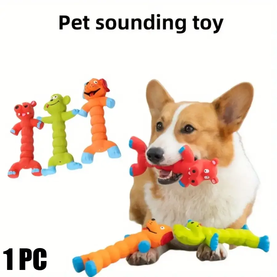Dog Squeaky Toy, Teddy Bulldog, Teeth Cleaning Chew Toy, Durable and Bite-Resistant Pet Supplies, Self-Entertainment Dog Toy
