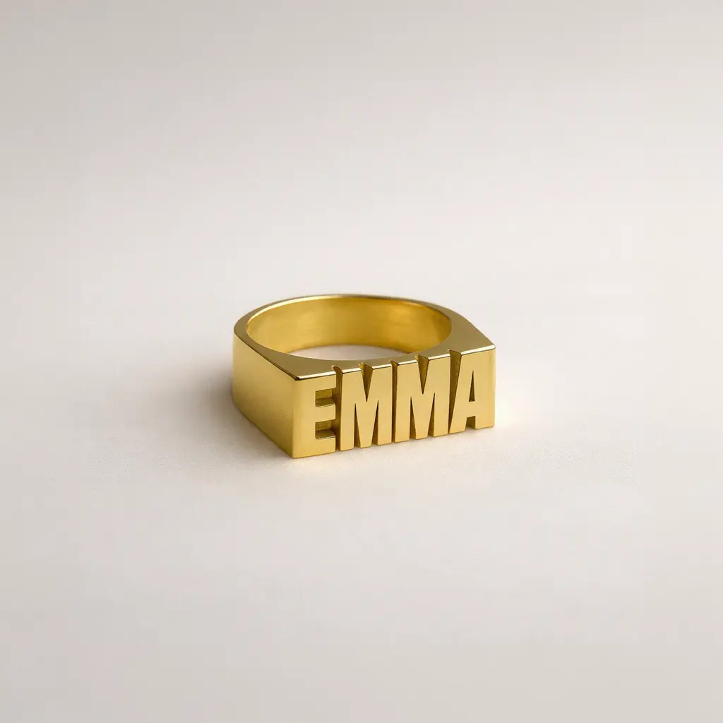 Block Name Ring, Name Customized Ring, Name Wedding Ring, Name Engagement Ring Gift For Sister, Name Block Ring, Bold Name Keepsake Ring
