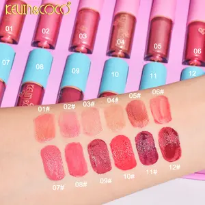 KEVIN&COCO 12-Piece Peach Cocoa Lip Gloss Set, 12 Colors Glossy & Matte Finish, Long-Lasting Velvet Liquid Lipstick Kit Lip Care Cosmetic sparkly lipgloss i love