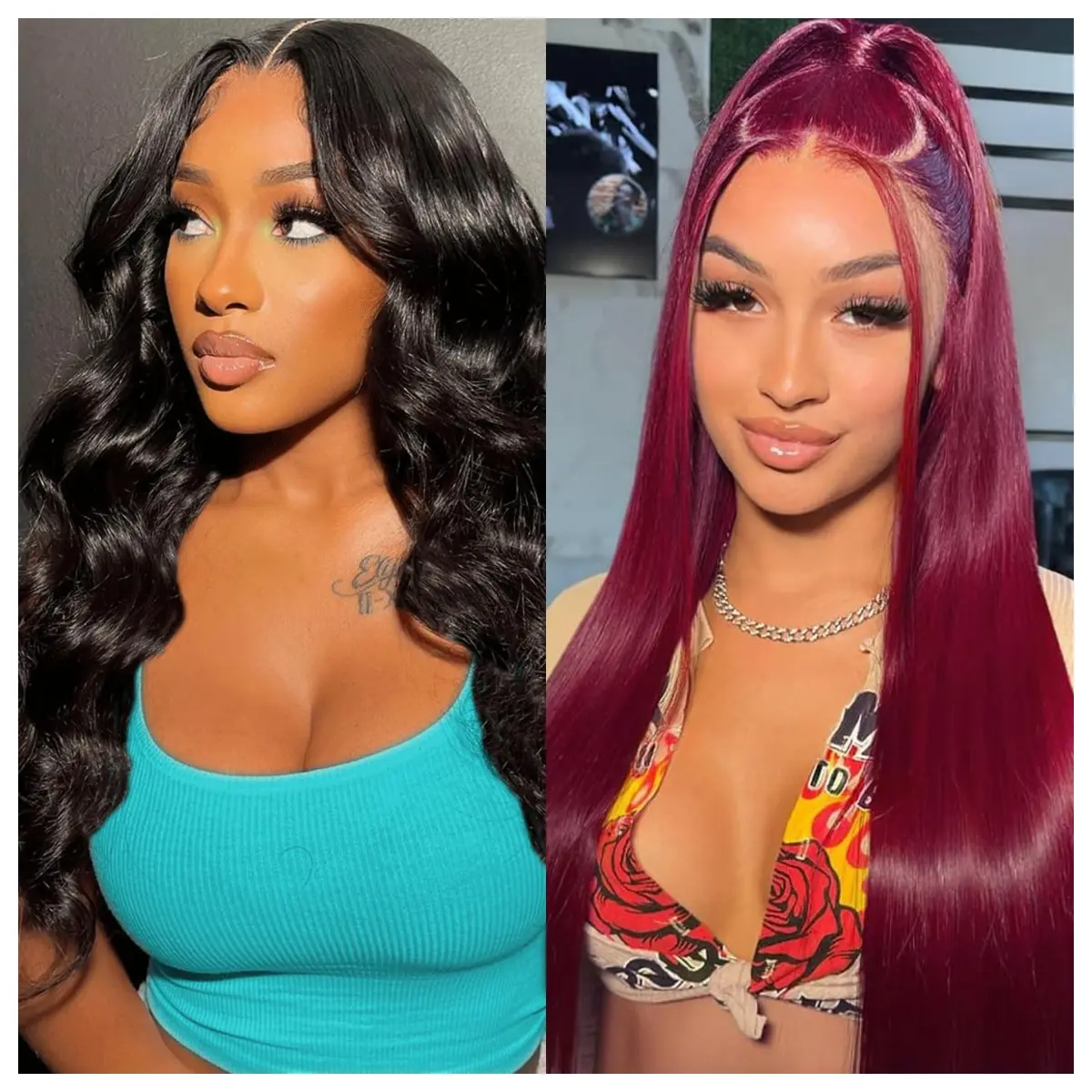 [Combo Sale 30"&30"]13x4 Burgundy Lace Front Wigs Human Hair Wigs 150 Density HD Lace Front Wigs Body Wave/straight Wigs  for Black Women Natural Color/Ombre Blonde/99j Color