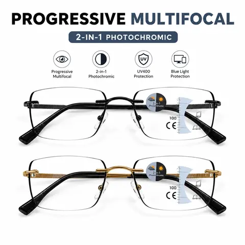 2026 Progressive Multifocal Photochromic Reading Glasses – Smart Readers for Near & Far Vision, Blue Light Blocking & UV Protection blue lights glasses