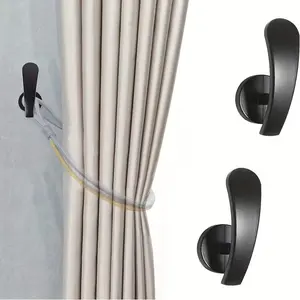 2 Metal Curtain Hooks Wall Mounted Decorative Easy Installation Includes Screws Modern Style Window Accessories Curtain Rod Holders Curtain Rod Bracket
