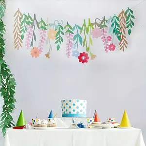 2 Pcs Flower Banner Garland Cute Double-Sided Waterproof Spring Floral Birthday Party Decoration Paper Backdrop for Wedding Baby Shower(Wildflower)Forest Theme Flower Pull Banners, Classroom Party Kindergarten Decoration, Birthday Spring Decorations
