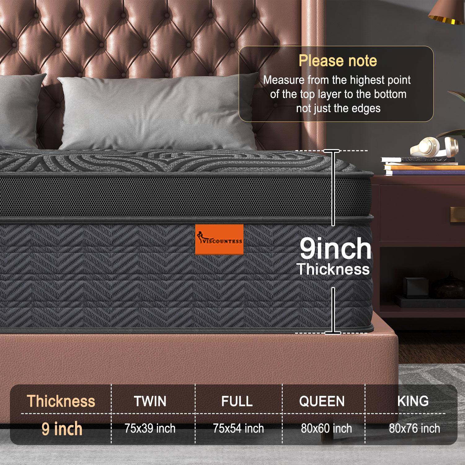 Gel Memory Foam  Hybrid Pocket Spring Twin Full Queen King Bed  In A Box, Euro Top Medium Firm For Back & Lumbar Support, Individual Pocket Spring Bed For Motion Isolation & Fiberglass Free mattress  clearance