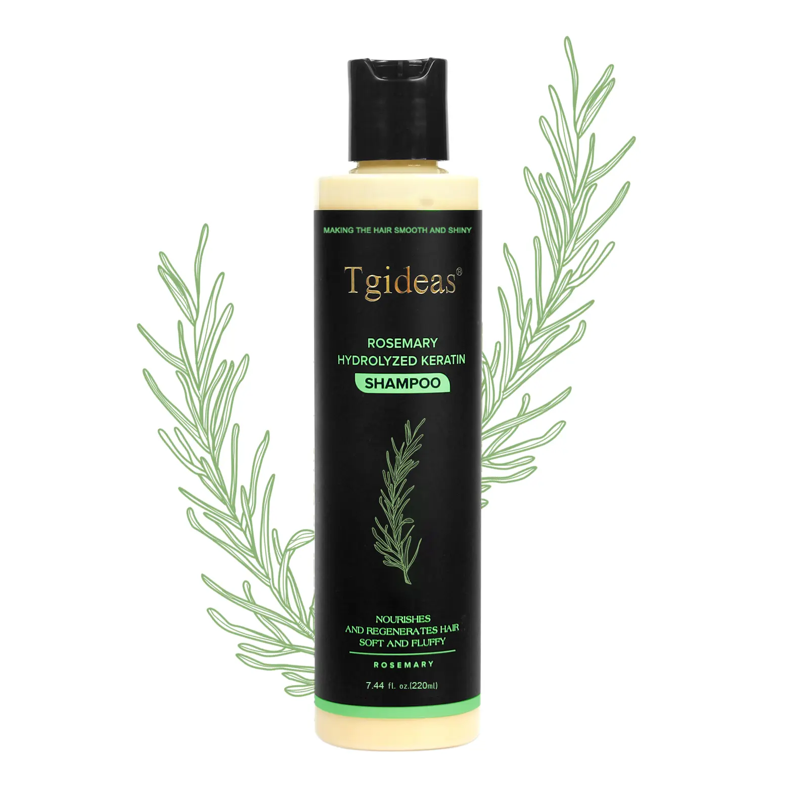 Tgideas Rosemary & Biotin Shampoo for Thinning Hair, Volumizing Shampoo for Fuller, Thicker Hair, Strengthening & Nourishing Formula with Root Lift, Gentle Daily Care for Women & Men (7.4 fl oz)