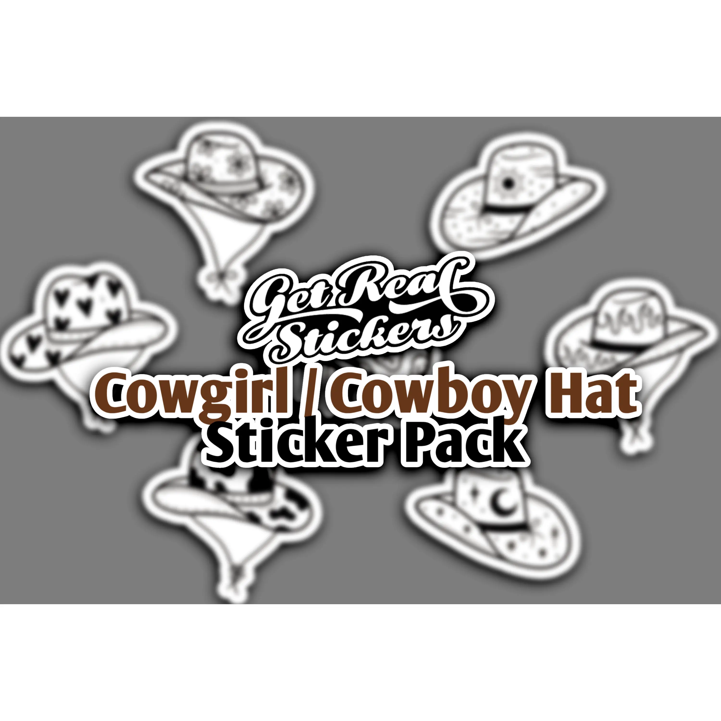 Cowboy and Cowgirl Hats Sticker Pack (All 7 Stickers Included)
