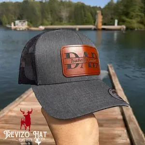 Custom DAD with Kids Names Leather Patch Hat
