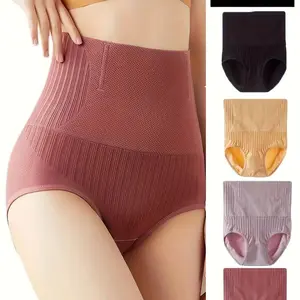 Women's 4pcs Solid High Waist Panty, Tummy Control Butt Lifting Shapewear Panties, Comfy Breathable Knicker for Daily Wear, Underwear for All Seasons