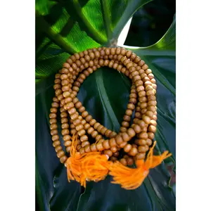 Natural Wooden Rondelle Prayer Beads from Nepal, 108 beads