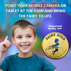 Fary Coin, 1 Gold Fairy Coin with Magic augmented Reality Animation.