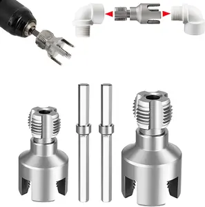 VAYWET 1/2'' 3/4'' PVC Pipe Thread Cutting Tool Integrated Internal & External Pipe Threading Tool Upgrade Pipe Thread Cutting Tool for Plumbing DIY Plastic Pipe Rethreading Tool,Pipe Threader Cutting Maker Tool for Electric Drill