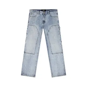 VICTORIOUS Baggy Fit Carpenter Denim Jeans  Menswear Cotton Workwear Pants with Carpenter Pockets & Double-Knee Front