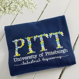 Custom Floral Letter Embroidered Sweatshirt, College University Hoodie, University Alumni Sorority High School Shirt, Engineering Shirt Gift