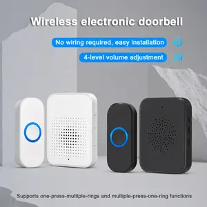 【2 Packs】Wireless doorbell for the elderly, Use with long distance, Easy installation, plug-and-play, waterproof, 1000 feet working range, 150m remote control distance, 20 ring tones, 4 levels of adjustable volume, LED flashing light, transmitter IP44 tik