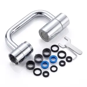 1080° Rotating Faucet Extender for Bathroom Sink, 2 Modes Adjustable U Shaped Rotatable Faucet Aerator Extension with Adjustable Swivel Arm, Fits 22mm /24mm Taps