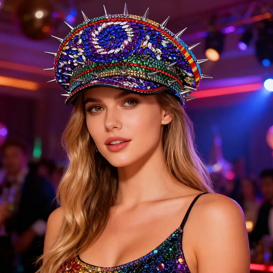 Women's festive sailor hat / punk captain's hat – suitable for parties, nightclubs, and discos.