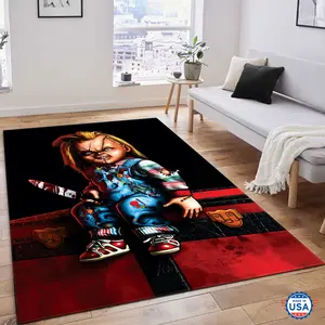 Chvcky With Scars Halloween Rug Creepy Movie Doll Gift For Chvcky Lovers Non-Slip Floor Carpet, Decoration Mat for home Living Room Bedroom, Room Decor, Home Decor
