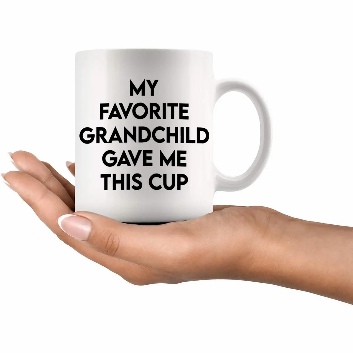 11oz Ceramic Coffee Tea Mug, 1 Count Favorite Grandchild Gave Me This Cup Letter Heat Resistance Mug, Unique Warm Birthday Gift for Grandpa Grandma, Coffee Mugs
