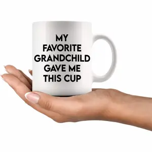 11oz Coffee Mug, 1 Count Favorite Grandchild Gave Me This Cup Letter Heat Resistance Mug, Unique Warm Birthday Gift for Grandpa Grandma