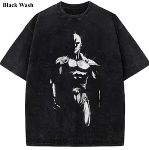 Saitama Vintage Wash Tee, One Punch Man T-shirt, Anime Graphic Tees, Unisex Shirt, Anime Gift For Fan, Gym Workout Shirt, Menswear Womenswear Crew Neck Oversize Fit Heavy Cotton