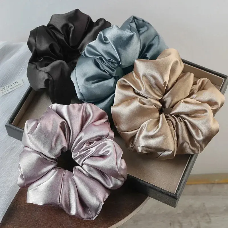 2024 Pillow Sleep Headband Elastic Ponytail Scrunchie for Women Hair Accessories Girls Soft Solid Satin Filled Cotton Big Bands