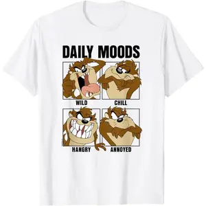 "Tasmanian Devil Daily Moods T-Shirt| Funny Looney Tunes Mood Chart Tee" scoop fashion