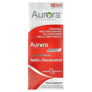 Aurora Nutrascience Mega-Pack+®, Liposomal NAD +/ Resveratrol, 10 Packets, 0.68 fl oz (20 ml) Each